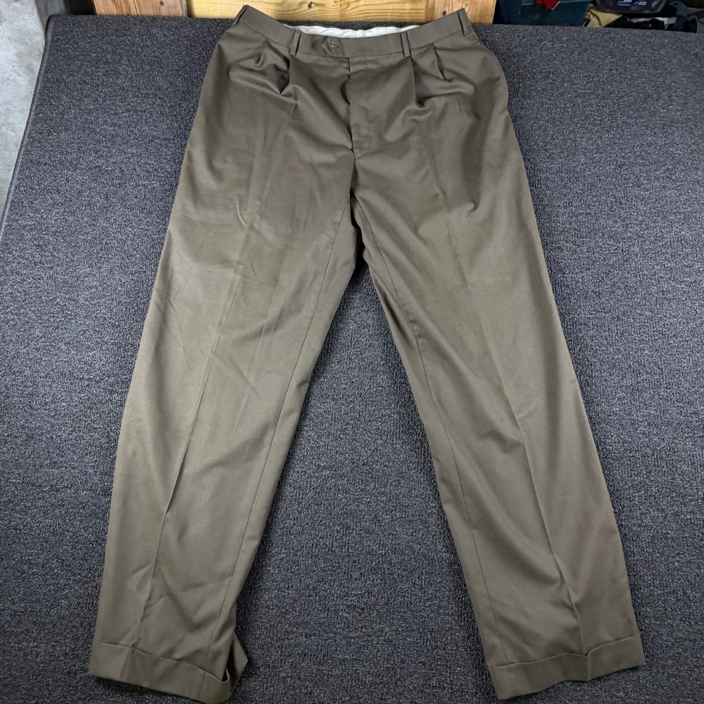 Lauren Ralph Lauren Dress Pants Mens 38x34 (Fits 37x33) Total Comfort Brown Wool